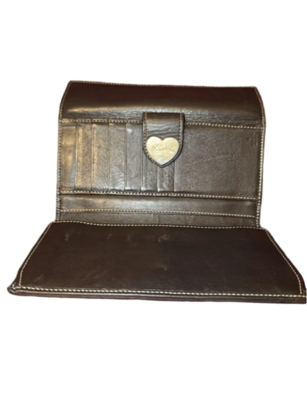 Women's Gucci GG Canvas Heart Snap Wallet in Brown and Beige, One Size